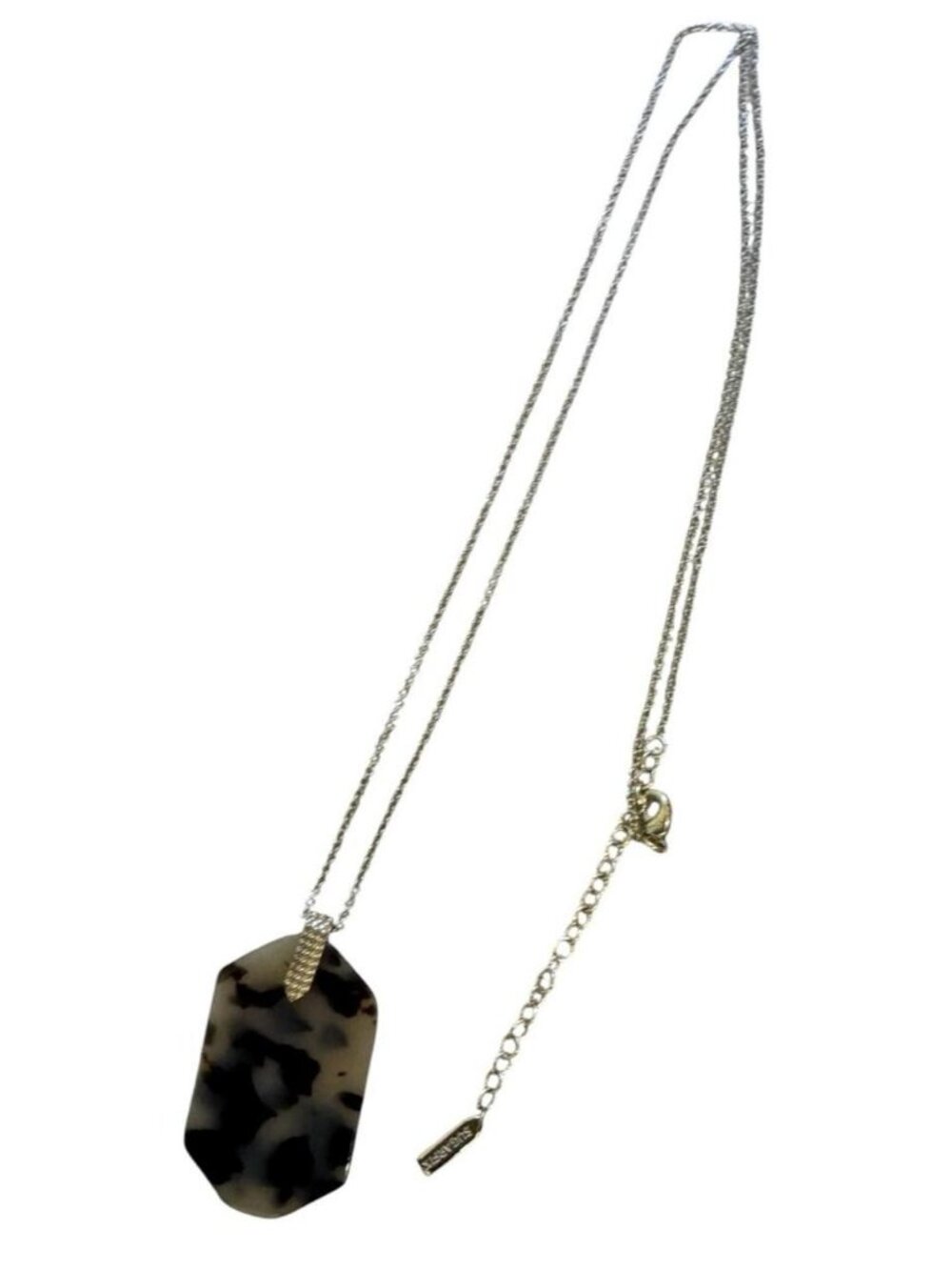 🤎NWOT Sugarfix Women’s Black Brown Tortoise Geometric Pendant Long Necklace